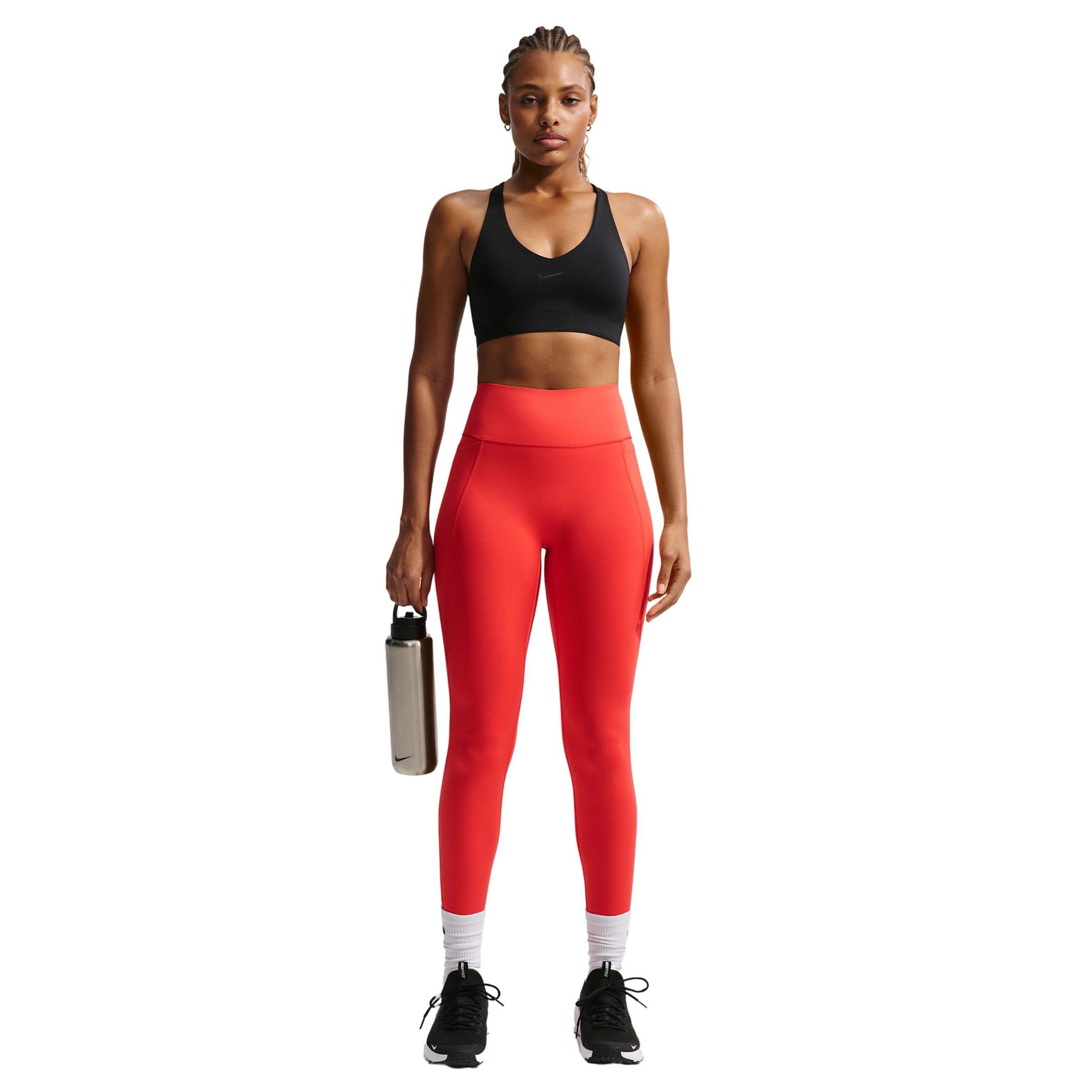 Nike Women's Universa High-Waisted 7/8 Leggings with No Front Seam - RED